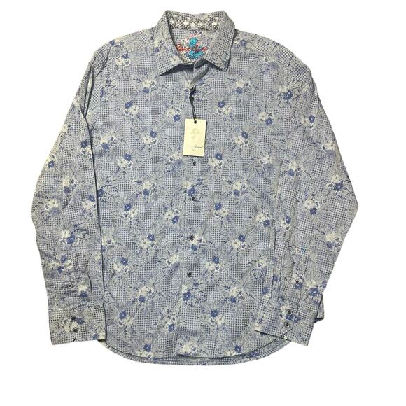Robert Graham Classic Fit Edmar Blue Floral Button Down Shirt - Picture 1 of 6